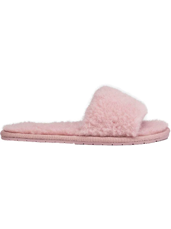 Carmen Womens Faux Shearling Wool Blend Slide Slippers