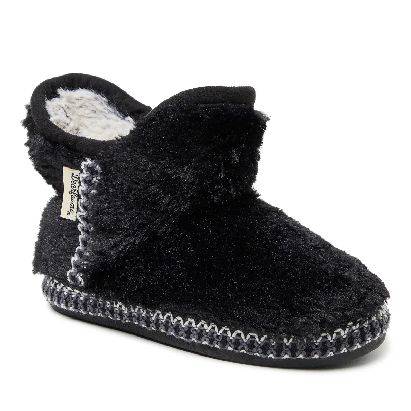 Dearfoams Kid's Girls Charlotte Pile Bootie Slippers