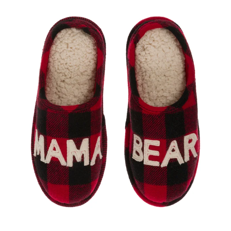 Dearfoams Women's Buffalo Check Mama Bear Clog Slippers