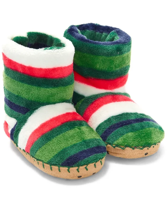 Hatley Holiday Stripes Fleece Slipper