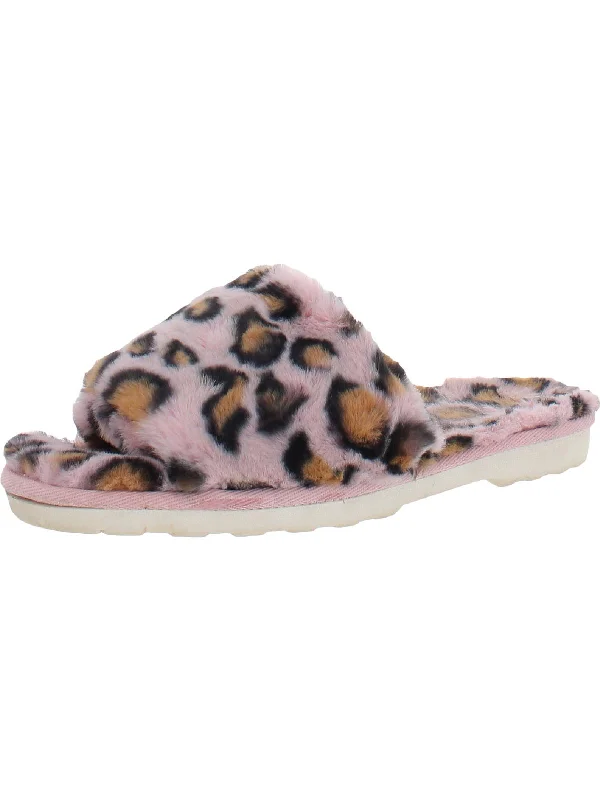 Womens Faux Fur Slip On Slipper Shoes