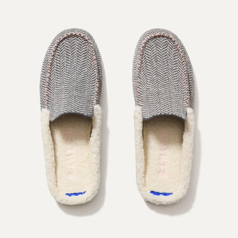 The Scuff Slipper - Grey Herringbone