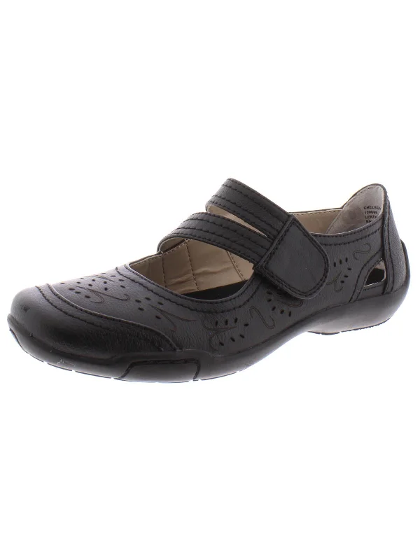 Chelsea Womens Leather Laser Cut Mary Janes