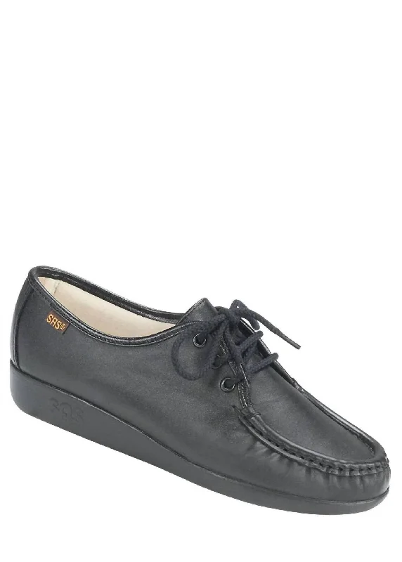 Siesta Lace Up Loafer - Double Wide in Black