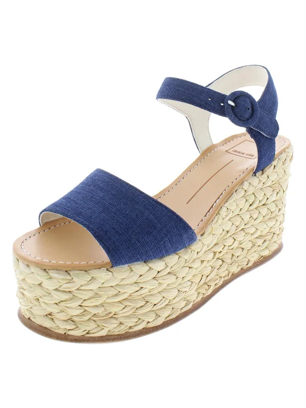 Dane Womens Braided Espadrille Wedge Sandals