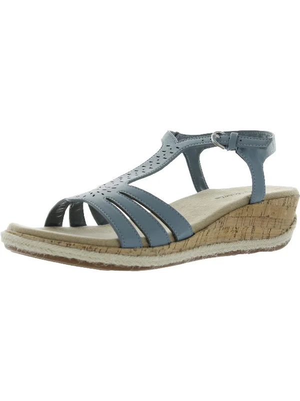 Dorinda Womens Faux Leather T-Bar Espadrilles