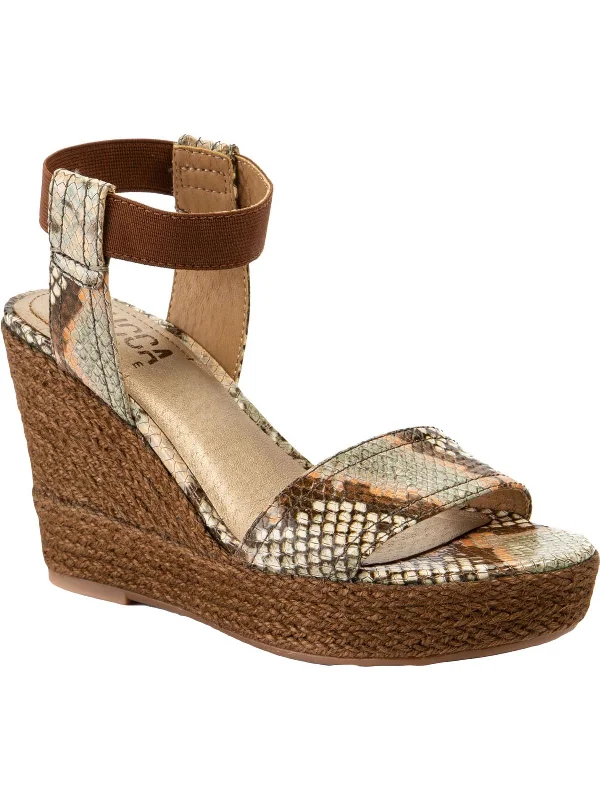 Emmalyn Womens Leather Ankle Espadrilles