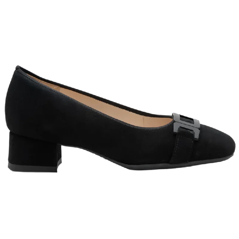 Ara Women's Gallant 2 Buckle Pump Black Kid Suede