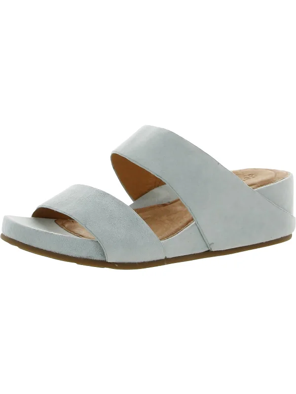 Gisele Womens Leather Slide Wedge Sandals