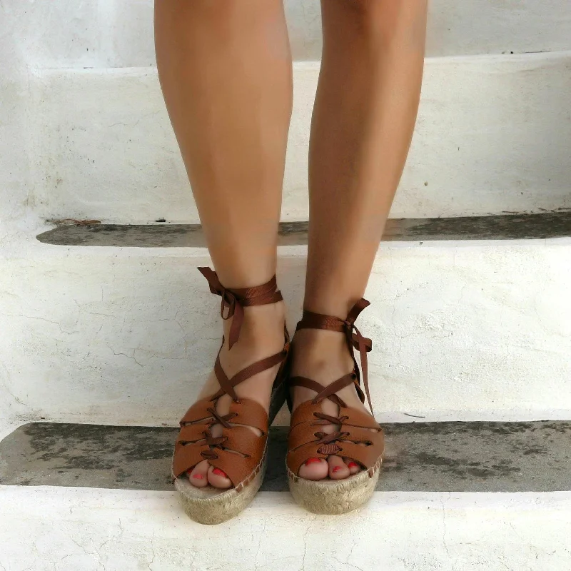 Gladiator Espadrilles -Tan - Double Sole