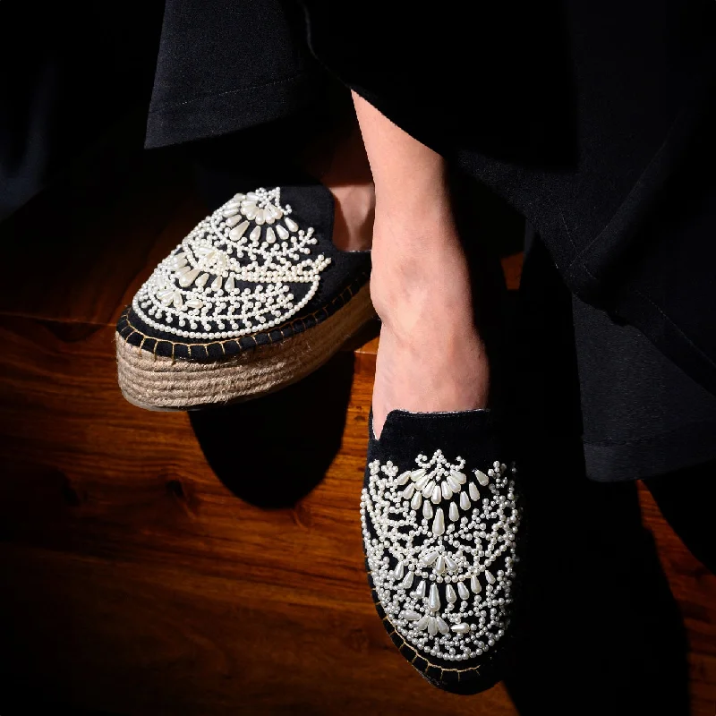 Iris Black Espadrilles Platforms