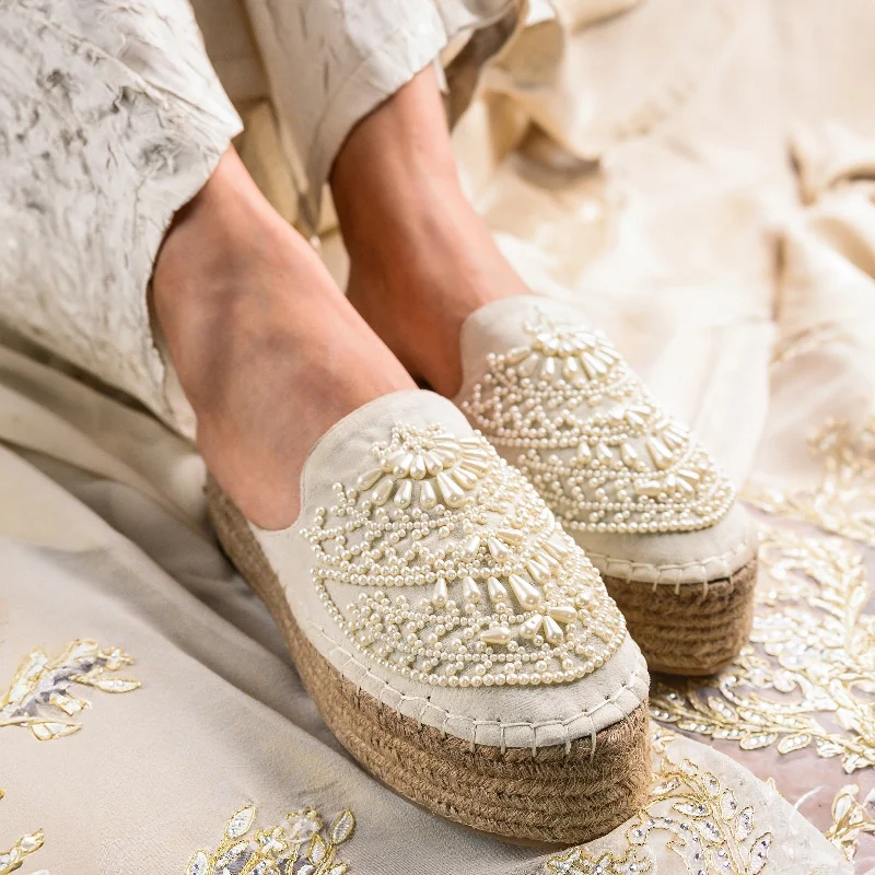 Iris Cream Espadrilles Platform