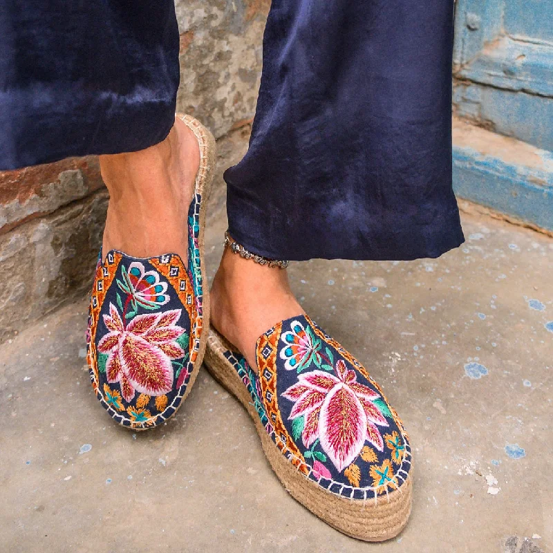 Kamal Navy Blue Espadrilles Platforms