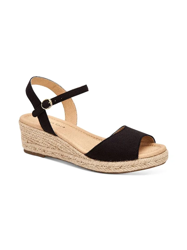 Luchia Womens Canvas Buckle Wedge Sandals