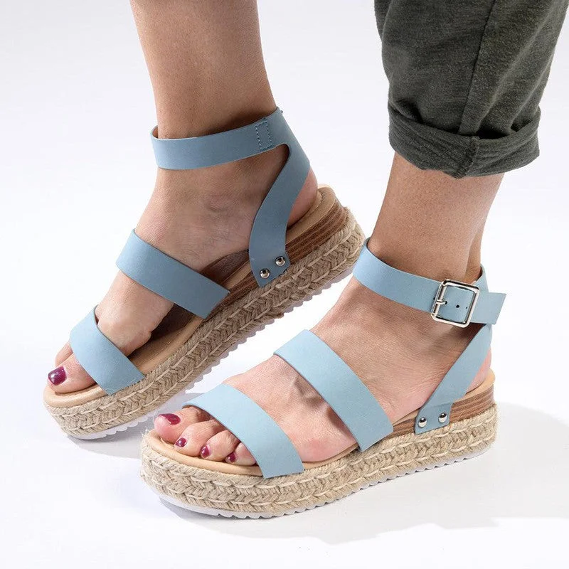 Madison Cassie Double Strap Espadrille Sandals - Denim Blue