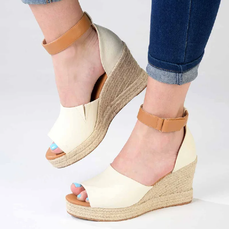 Madison Laura Closed Back Espadrille Wedge Sandal - Natural / Tan