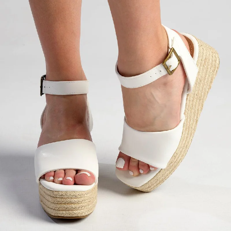 Madison Lauren Espadrille Wedge Sandal - White