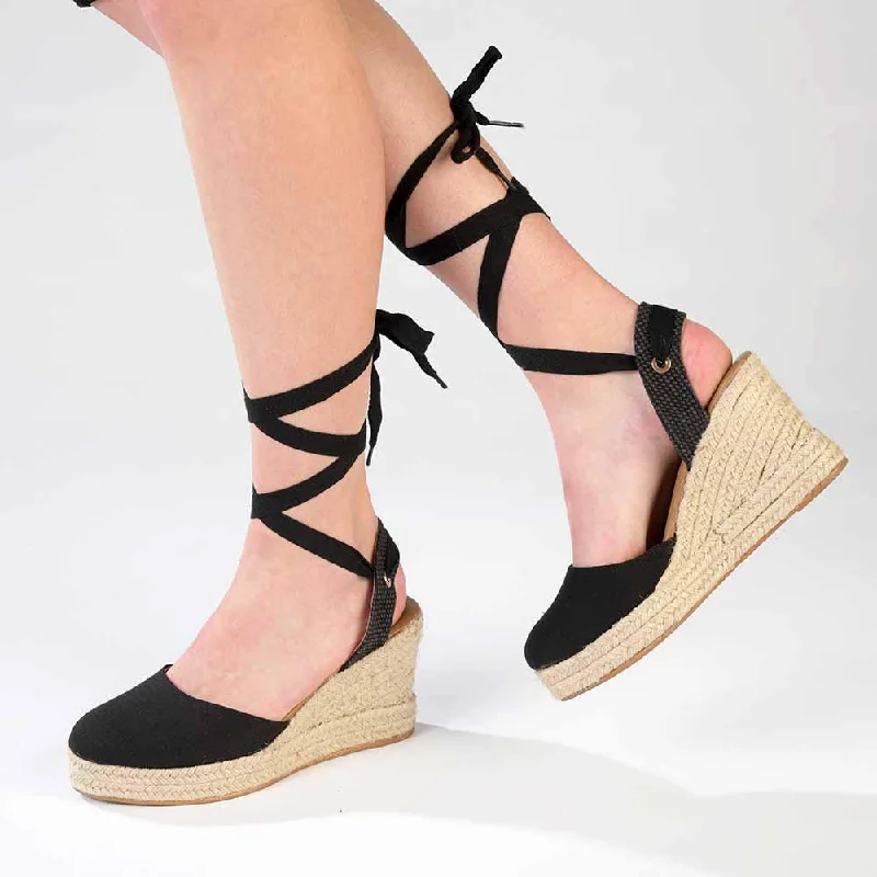 Madison Leena Fashion Wedge Sandals - Black