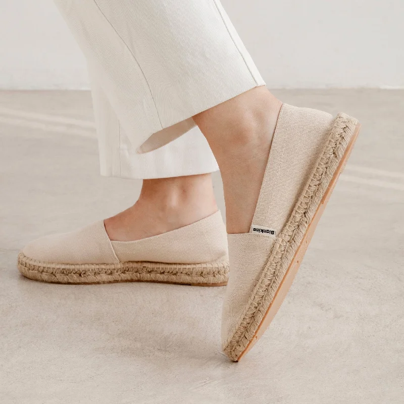 Mila Sustainable, Eco Friendly, Vegan Canvas Espadrille Flats - Beige Tan