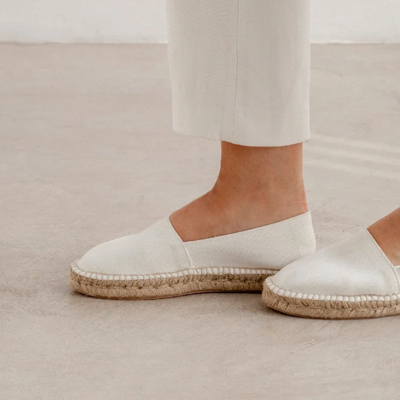 Mila Sustainable, Eco Friendly, Vegan Canvas Espadrille Flats - White