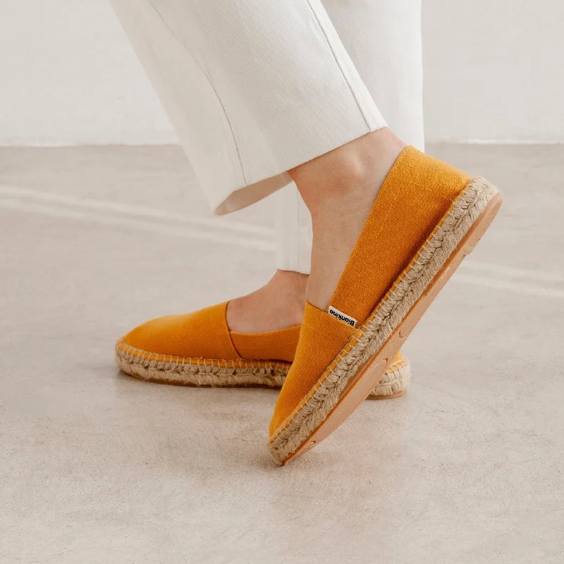 Mila Sustainable, Eco Friendly, Vegan Canvas Espadrille Flats - Yellow