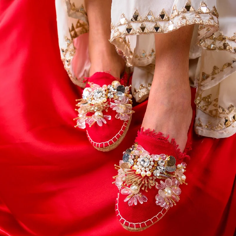 New York Red Espadrilles Flats