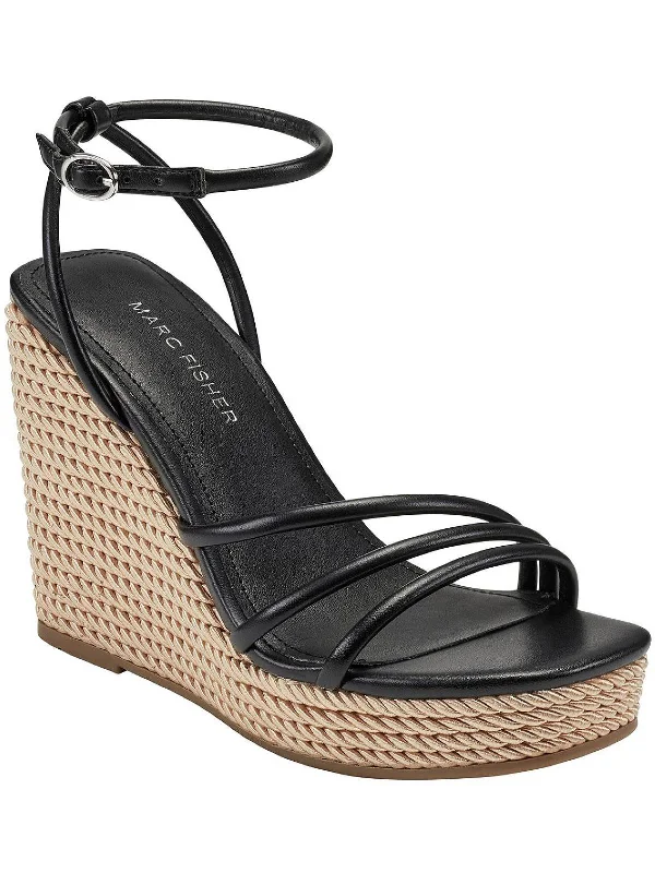 Zeki Womens Woven Ankle Strap Wedge Heels