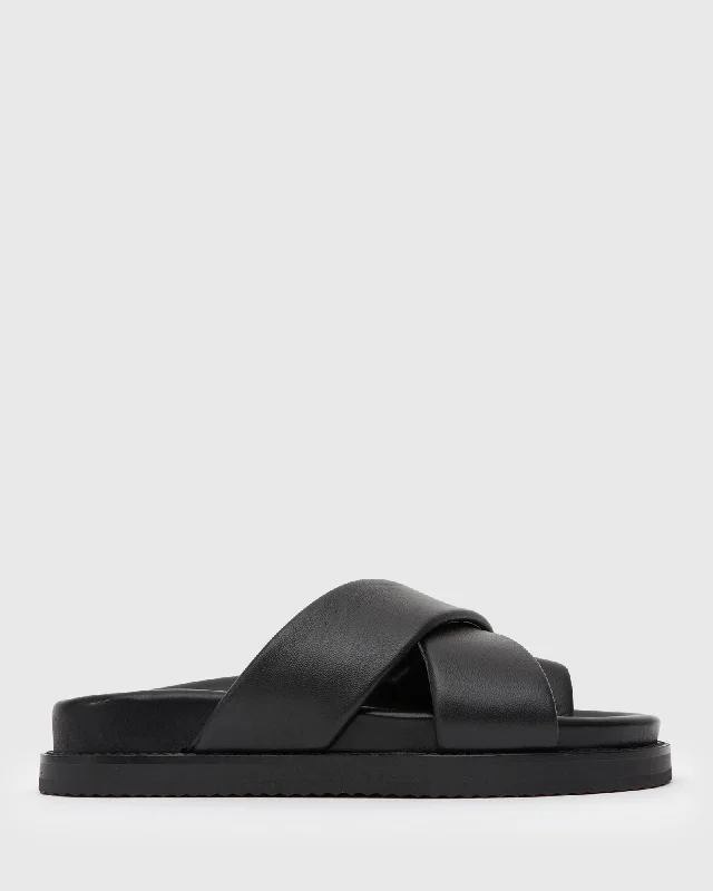 BERMUDA Leather Crossover Slide Sandals