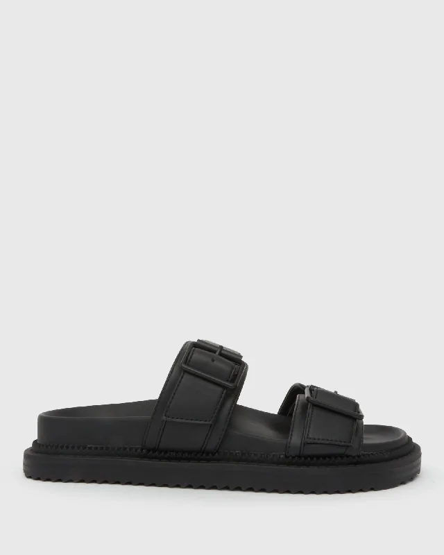 MIDTOWN Feature Buckle Footbed Slides