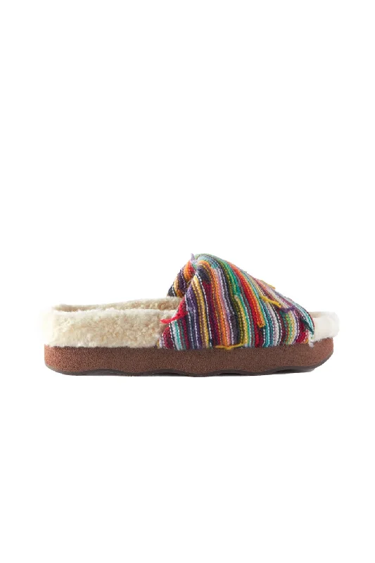 Chloé Wavy Shearling Slide Sandal - Multicolour Blue