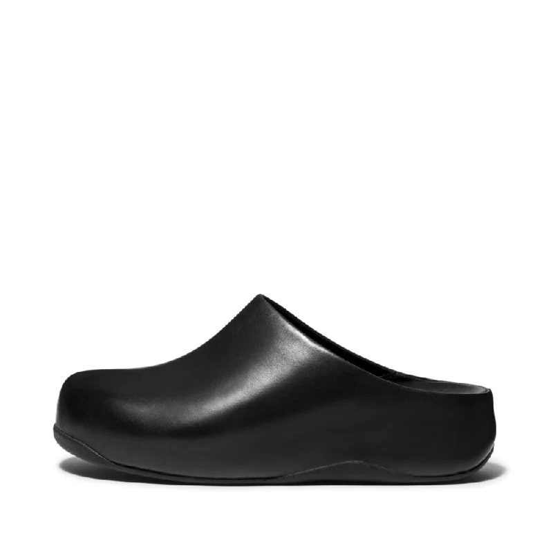 FitFlop Shuv Leather Clogs Black