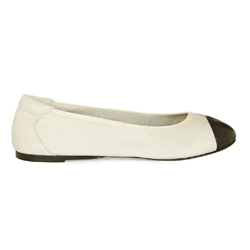 Harrow - White with Black Cap Ballerinas