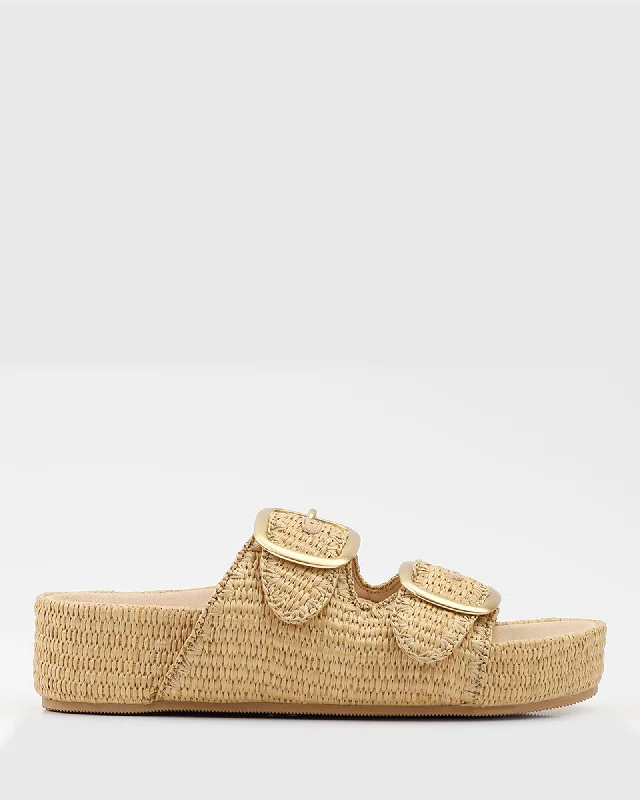 LYRY Raffia Platform Slide Sandals