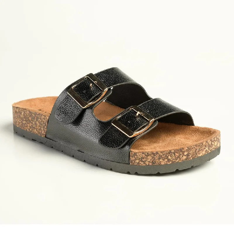 Madison 2 Buckle Comfort BF Sandals - Black