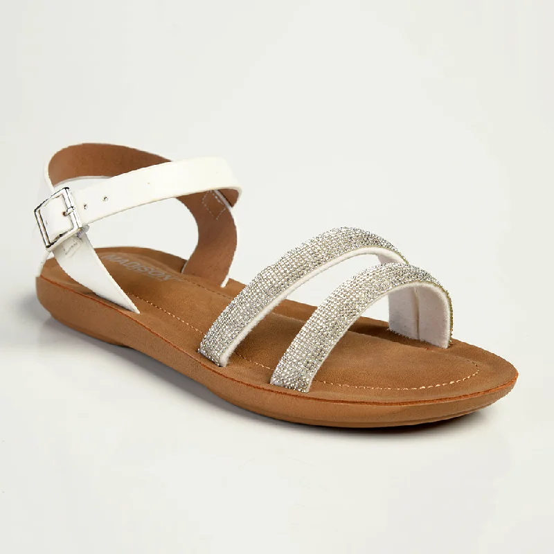 Madison Bling Flat Sandal - White