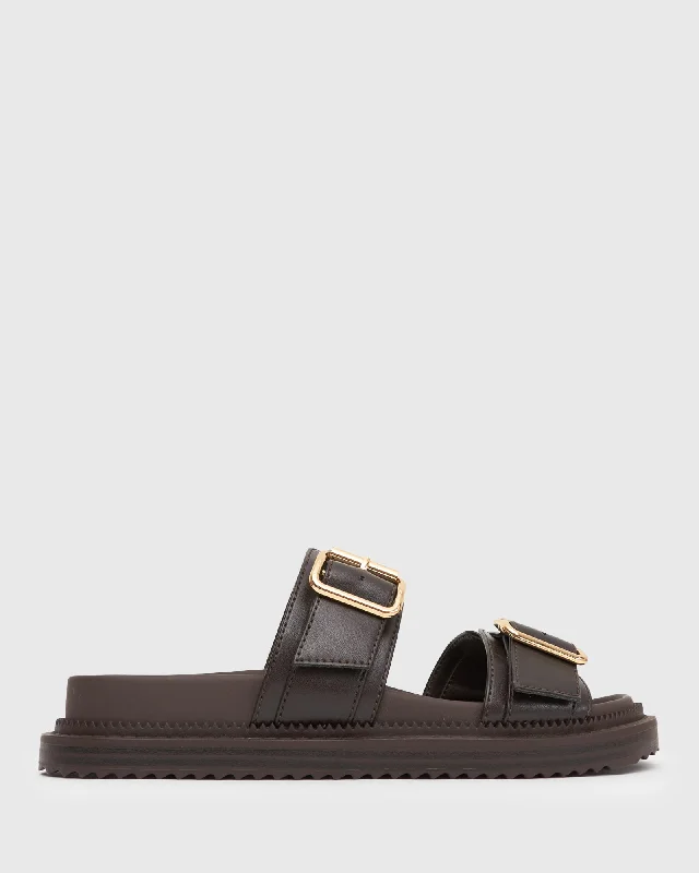 MIDTOWN Feature Buckle Footbed Sandals