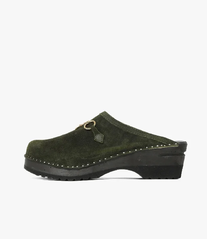 Tassel Bit 'Monet' Clog – Olive Rough Out