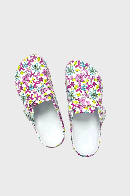 Pink Ribbon Printed Clogs