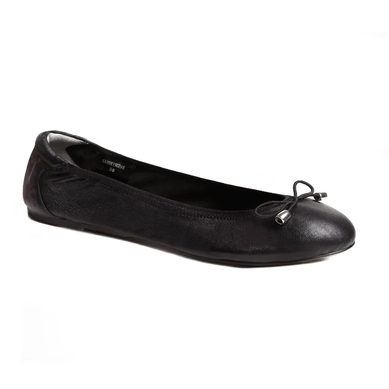 Sandringham - Black Leather Ballet Flats